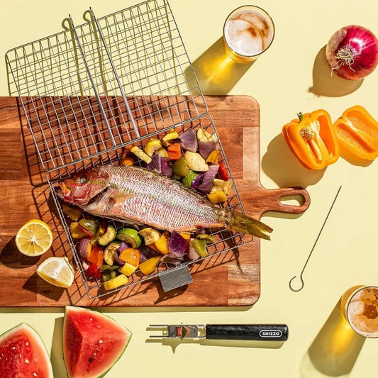 Folding Stainless Steel BBQ Grill Basket