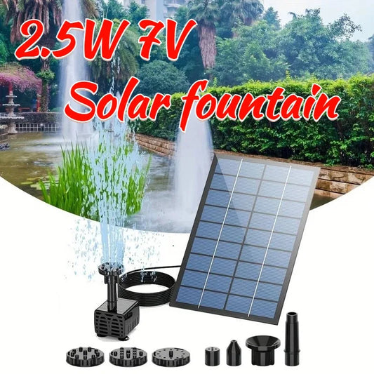 2.5W Solar Fountain Pump – Split Design with 6 Spray Heads & 4ft Water Pipe for Garden Decoration