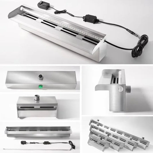 RGB Pool Waterfall Fountain – Stainless Steel Spillway 90/120cm for Swimming Pools, Garden Ponds & Outdoor Decoration