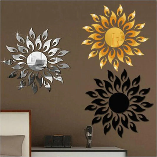 Mirror Sunflower Wall Sticker – Removable Acrylic Home Décor Mural