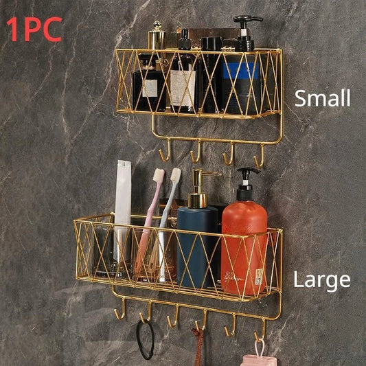 Wall-Mounted Shower Caddy Basket Shelf