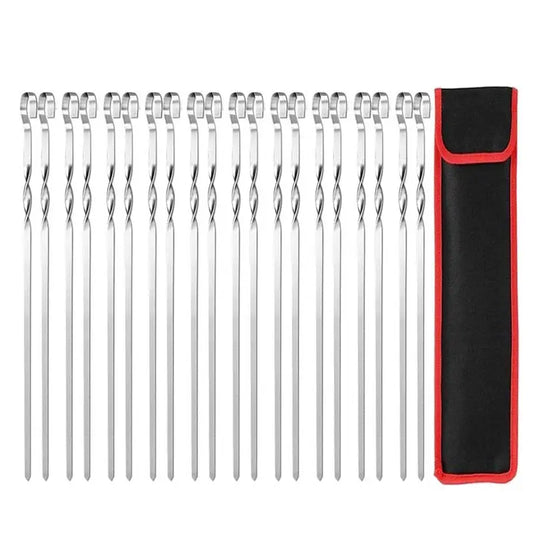 Stainless Steel BBQ Skewer Set with Cloth Bag