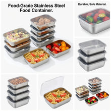 5-Piece Stainless Steel Food Storage Container Set – Stackable Meal Prep Lunch Boxes with Clear Lids