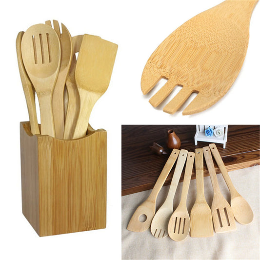 6PCS Kitchen Utensils Set – Wooden Handle Non-Stick Cookware Tools