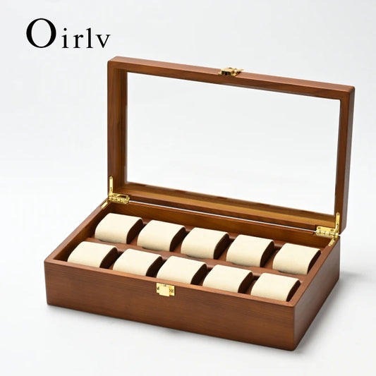 Oirlv 10-Slot Watch Box – Large Multifunctional Jewelry & Watch Organizer Case