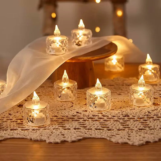 Flameless LED Crystal Candle – Transparent Shell Night Lamp for Home & Party