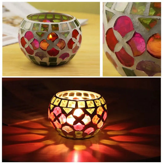 Moroccan Mosaic Glass Candle Holder