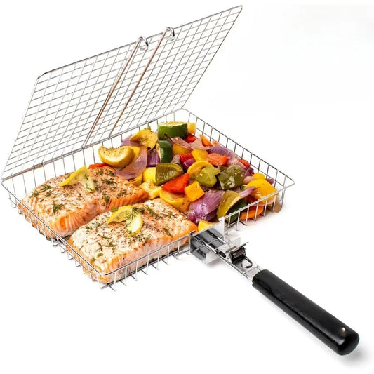 Large Folding Stainless Steel Grill Basket