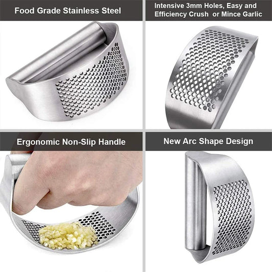 Upgraded Stainless Steel Garlic Press – Manual Ginger & Garlic Crusher
