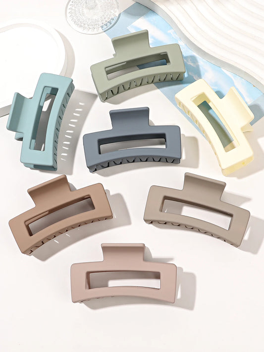 7pcs Large Matte Hair Claw Clips – 3.4" Non-Slip Square Banana Clips for Women & Girls