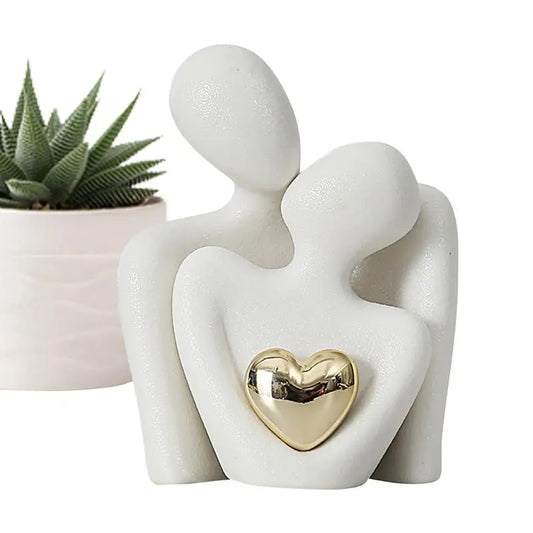Nordic Abstract Couple Statue – Modern Ceramic Home Décor