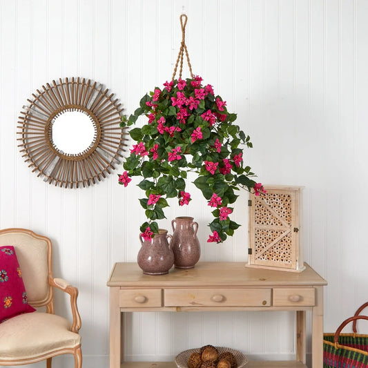 Silk Bougainvillea Hanging Basket – Lifelike Indoor & Outdoor Decor