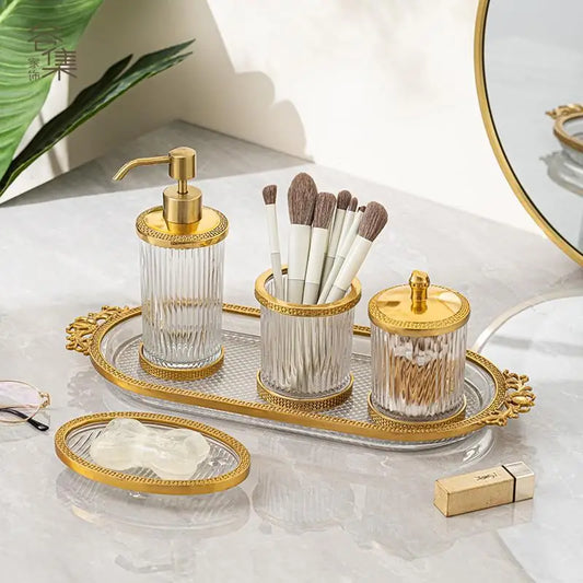 Luxury Brass & Glass Bathroom Set