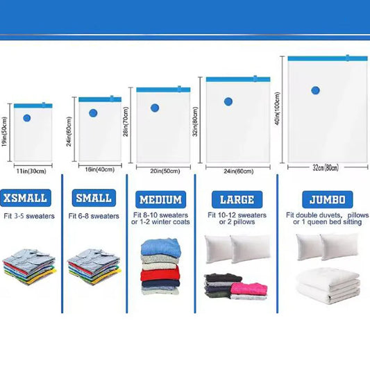 1/5 Pack Vacuum Storage Bags for Clothes & Bedding