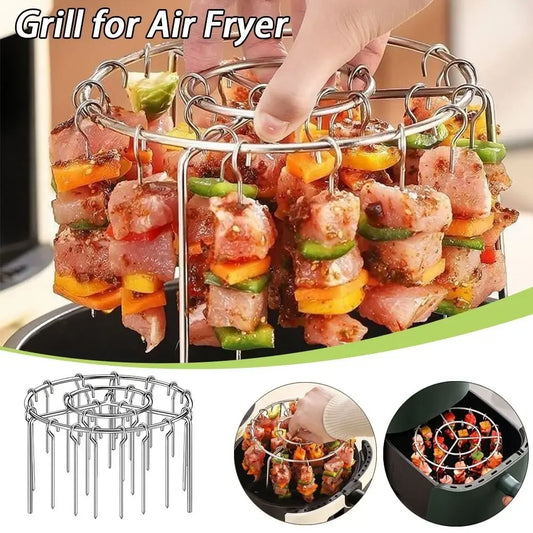 Stainless Steel Air Fryer Grill Rack with Skewers