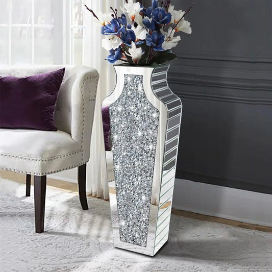 68CM Crushed Diamond Mirrored Floor Vase