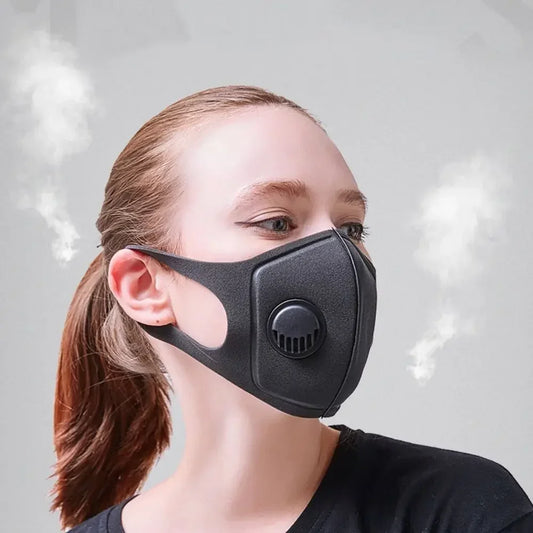 Black Anti-Dust Face Mask with Filter Valve – Reusable