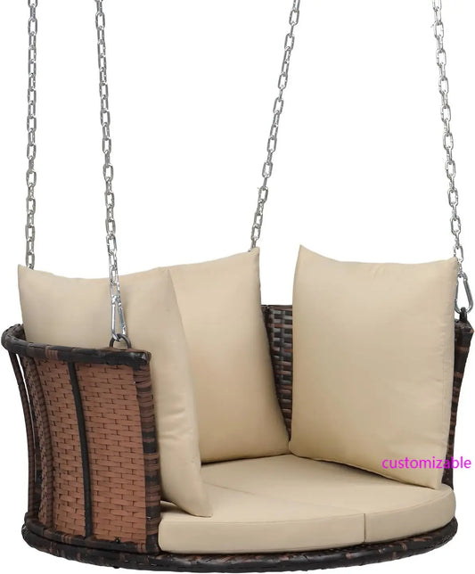 1-Person Round Rattan Porch Swing