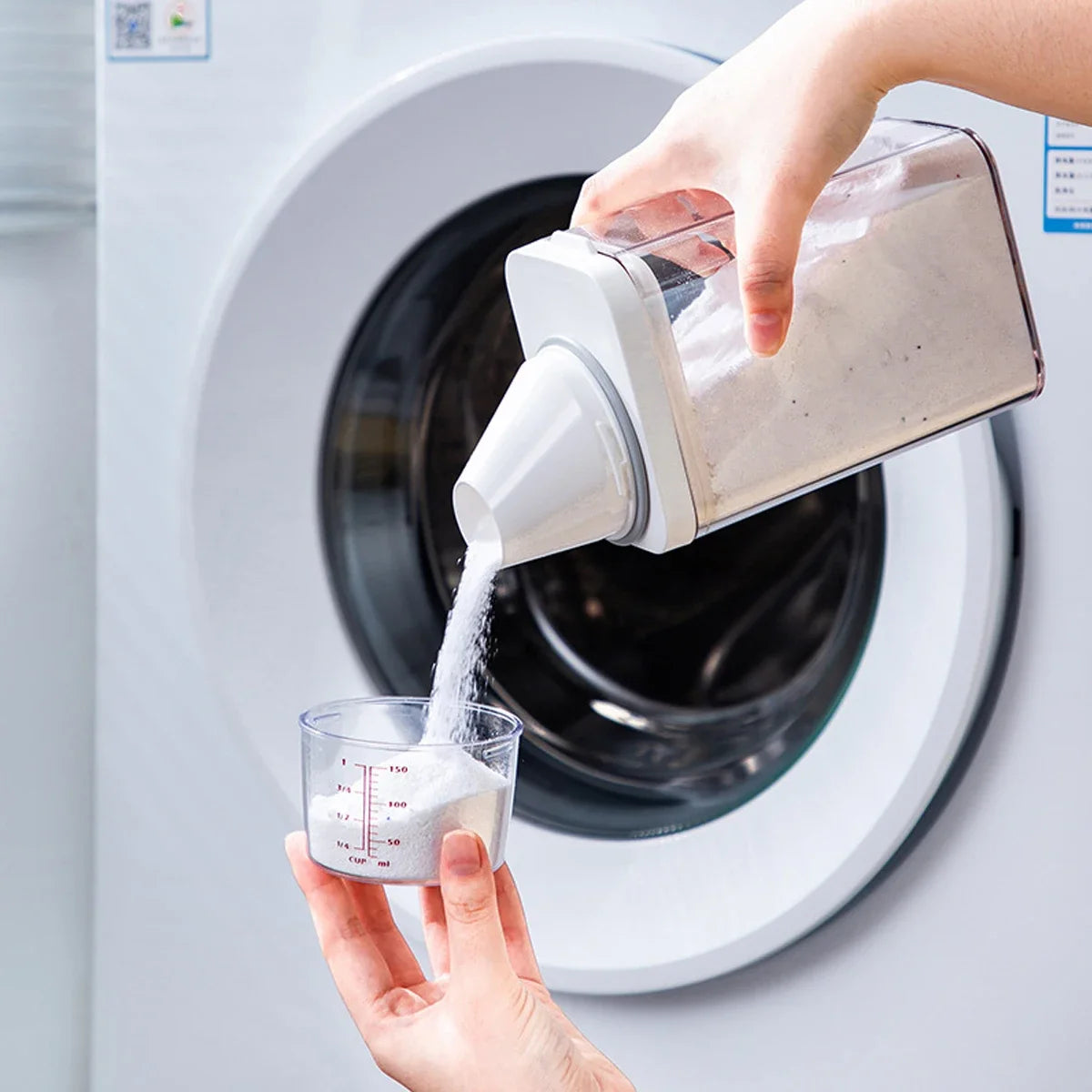 2300ml Airtight Laundry Detergent Storage Container – Clear Jar with Lid & Labels for Powder, Bleach, or Grains