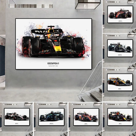 Formula Racing Watercolor Canvas Poster