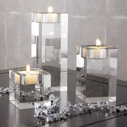 Crystal Glass Romantic Candle Holders
