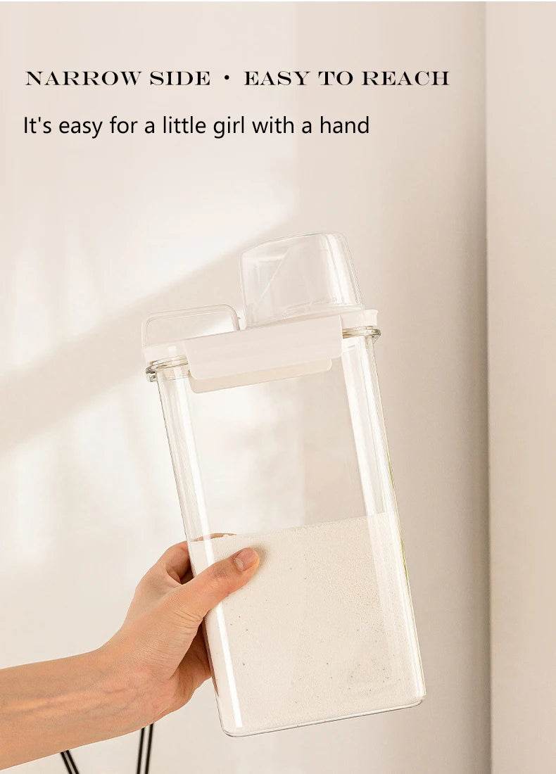 2300ml Airtight Laundry Detergent Storage Container – Clear Jar with Lid & Labels for Powder, Bleach, or Grains