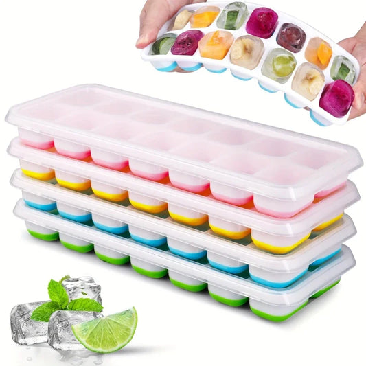 Soft-Bottom Silicone Ice Cube & Ice Cream Mold with Cover – DIY Summer Frozen Treats