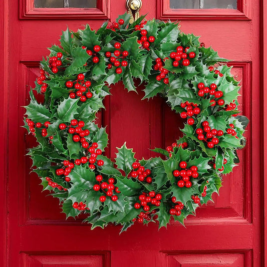 Christmas Wreath with Red Berries – Holiday Hanging Garland