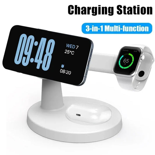 3-in-1 Magnetic Wireless Charger Stand for iPhone, Watch & AirPods