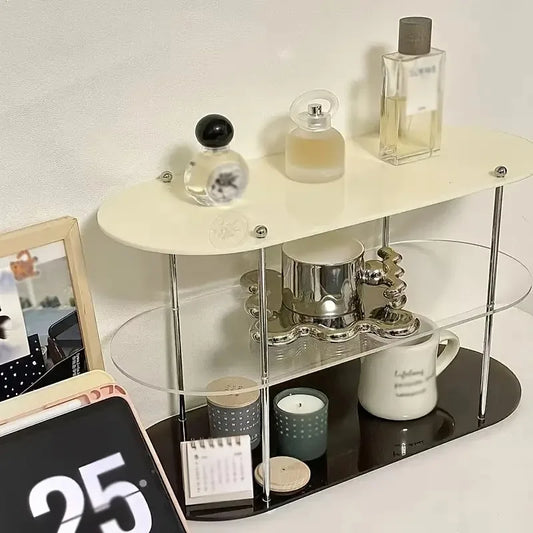 INS Style 3-Layer Acrylic Desktop Organizer – Removable Shelf for Perfume, Jewelry & Cups