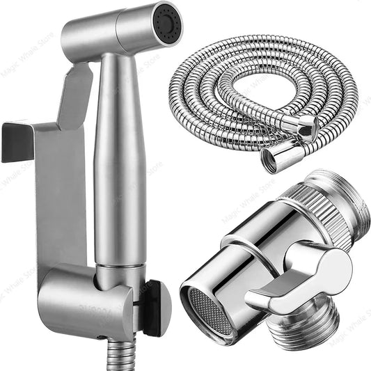 Stainless Steel Handheld Bidet Shower with 2-Way Diverter & Hose