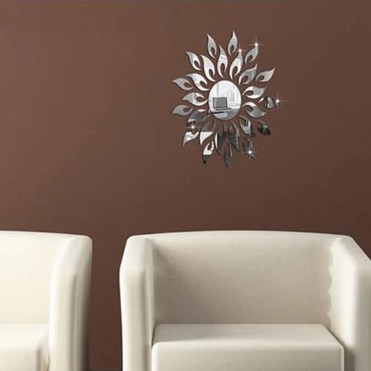 Mirror Sunflower Wall Sticker – Removable Acrylic Home Décor Mural