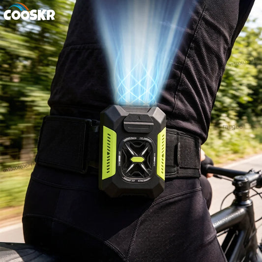 5000mAh USB Rechargeable Waist Clip Fan with Power Bank & LED Light