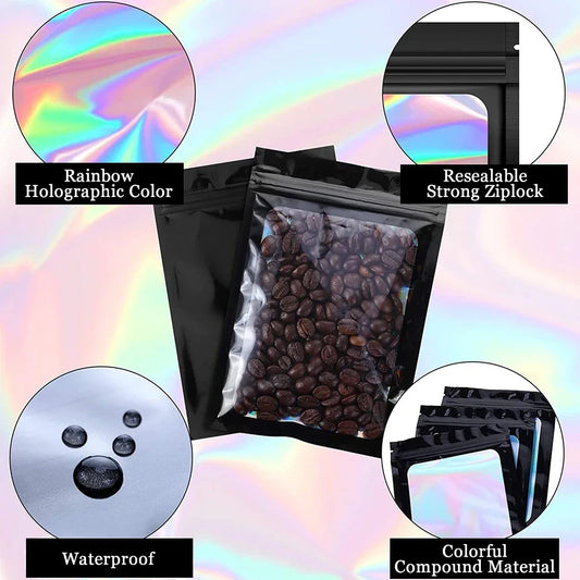 100PCS Holographic Ziplock Bags