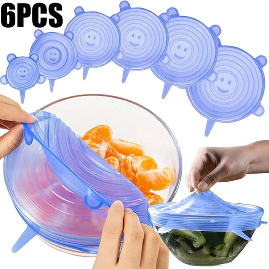 6Pcs Silicone Stretch Lids – Reusable Airtight Food Preservation Covers