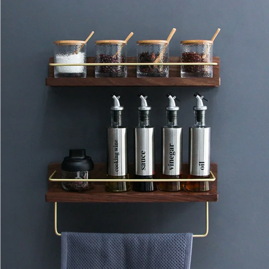 Multifunctional Wooden Wall Rack with Hooks