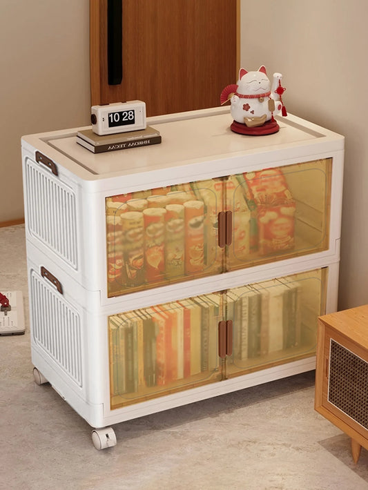 5-Layer Stackable Plastic Storage Boxes with Wheels – Foldable Containers with Lids