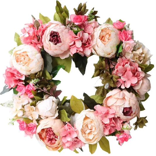 Silk Peony Flower Wreath