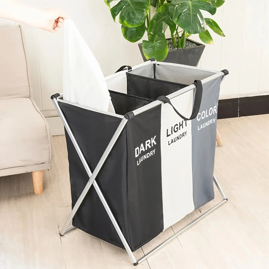 Large capacity foldable sorting laundry basket