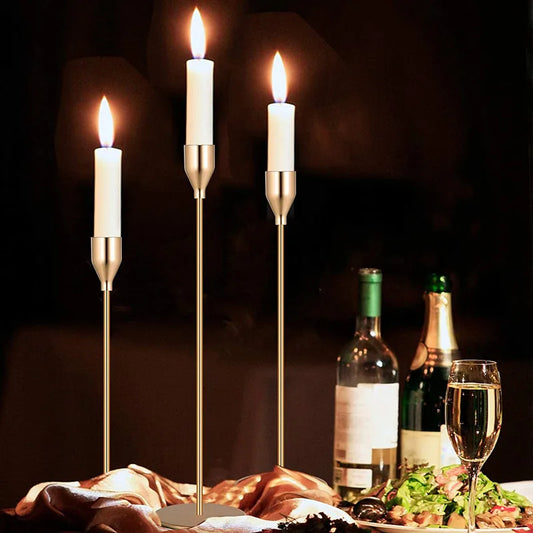 3PCS Chinese Style Golden Metal Candle Holders
