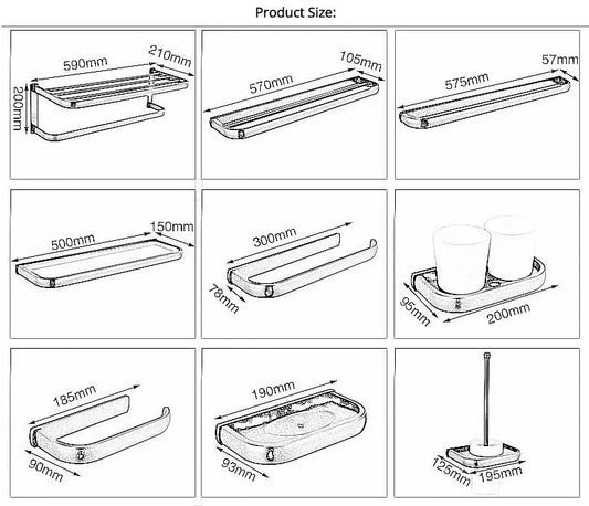 Antique Brass Bathroom Hardware Set – Towel Rack, Paper Holder, Hook & Brush