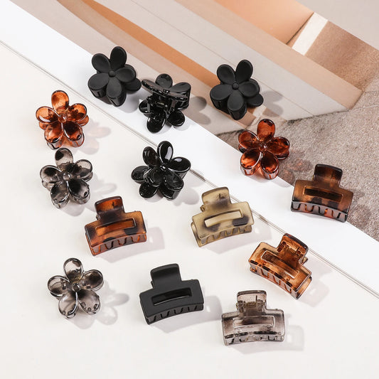 Mini Flower Hair Clips Pack – Creaseless Claw Clips for Bangs & Small Hair Sections