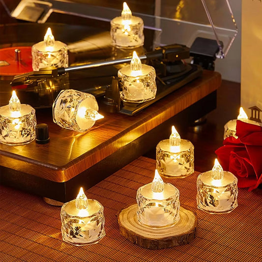 Flameless LED Crystal Candle – Transparent Shell Night Lamp for Home & Party