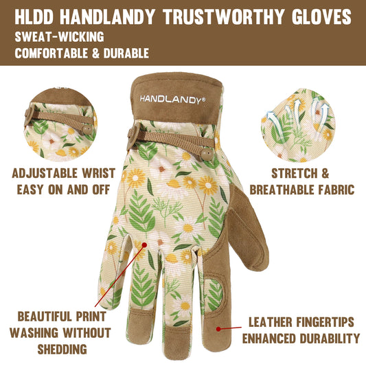 HANDLANDY Gardening Gloves for Women – Breathable Leather Gloves, Perfect Gift for Gardeners