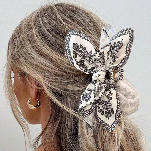 Double-Sided Cashew Flower Butterfly Knot Hair Clip – Summer Shark Clip for Women