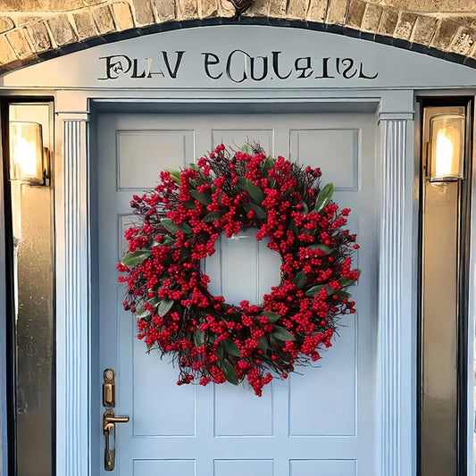 Red Berry Christmas Wreath – Handmade Holly Door & Wall Decor
