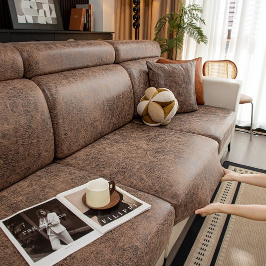 Leather-Look Stretch Sofa Cushion Covers