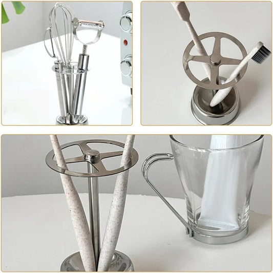 Stainless Steel Toothbrush & Toothpaste Holder