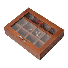 Wooden Tea & Jewellery Organizer Box with Clear Lid – 9/12 Compartment Storage Case