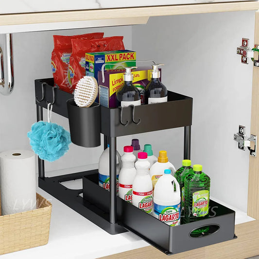 2-Tier Under-Sink Sliding Cabinet Organizer